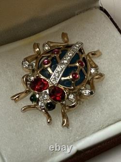 Trifari Alfred Philippe Caged Heart Jelly Belly Beetle/Insect/Bug Brooch/Pin 30s