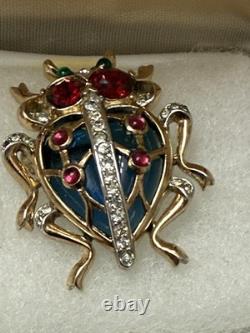 Trifari Alfred Philippe Caged Heart Jelly Belly Beetle/Insect/Bug Brooch/Pin 30s