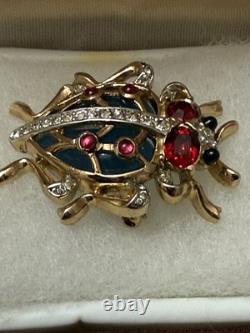 Trifari Alfred Philippe Caged Heart Jelly Belly Beetle/Insect/Bug Brooch/Pin 30s