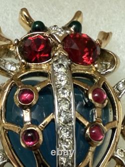 Trifari Alfred Philippe Caged Heart Jelly Belly Beetle/Insect/Bug Brooch/Pin 30s