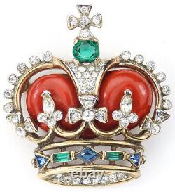 Trifari'Alfred Philippe''Coronation Gems' Red Royal Crown Pin
