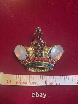 Trifari Alfred Philippe Coronation Queen Crown Moonstone Brooch