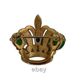 Trifari Alfred Philippe Crown Brooch Cabochon Enamel Royal Pin Vintage