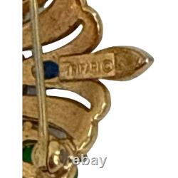 Trifari Alfred Philippe Crown Brooch Cabochon Enamel Royal Pin Vintage