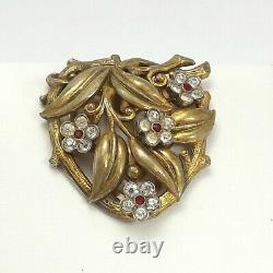 Trifari Alfred Philippe Crown Trifari Bezel Rhinestone Flowers Dress Fur Clip