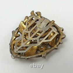 Trifari Alfred Philippe Crown Trifari Bezel Rhinestone Flowers Dress Fur Clip