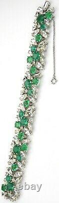 Trifari'Alfred Philippe' Emerald Chatons and Diamante Navettes Floral Bracelet