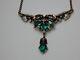 Trifari Alfred Philippe Empress Eugenie Faux Emerald Drop Necklace 1940's-Rare