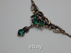 Trifari Alfred Philippe Empress Eugenie Faux Emerald Drop Necklace 1940's-Rare