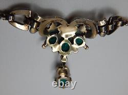 Trifari Alfred Philippe Empress Eugenie Faux Emerald Drop Necklace 1940's-Rare