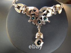 Trifari Alfred Philippe Empress Eugenie Faux Emerald Drop Necklace 1940's-Rare