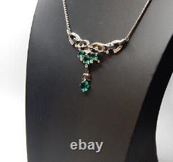 Trifari Alfred Philippe Empress Eugenie Faux Emerald Drop Necklace 1940's-Rare
