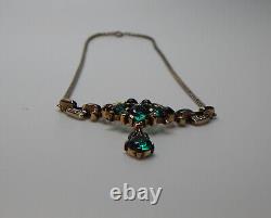 Trifari Alfred Philippe Empress Eugenie Faux Emerald Drop Necklace 1940's-Rare