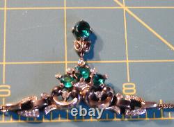 Trifari Alfred Philippe Empress Eugenie Faux Emerald Drop Necklace 1940's-Rare