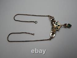 Trifari Alfred Philippe Empress Eugenie Faux Emerald Drop Necklace 1940's-Rare