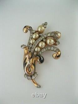 Trifari Alfred Philippe Empress Eugenie Pearl Rhinestone Clip Pin