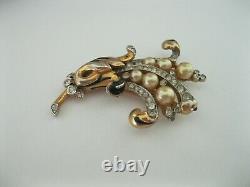 Trifari Alfred Philippe Empress Eugenie Pearl Rhinestone Clip Pin