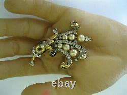 Trifari Alfred Philippe Empress Eugenie Pearl Rhinestone Clip Pin