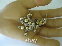 Trifari Alfred Philippe Empress Eugenie Pearl Rhinestone Clip Pin