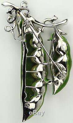 Trifari'Alfred Philippe' Enamel and Pearls Double Peas in the Pod Pin