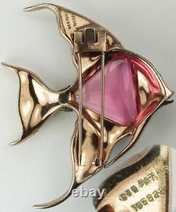 Trifari'Alfred Philippe' Faceted Pink Topaz Belly Angelfish Pin Clip