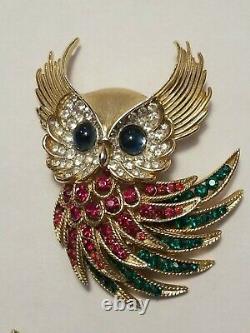 Trifari Alfred Philippe Firebirds Owl Pin Brooch With Matching Earrings RARE