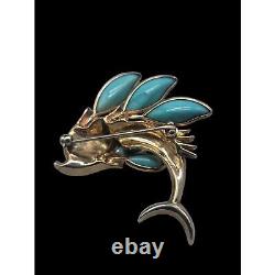 Trifari Alfred Philippe Fish Brooch Poured Glass Petalette 1950s Book Piece Rare