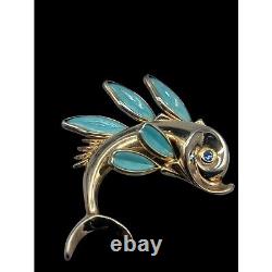 Trifari Alfred Philippe Fish Brooch Poured Glass Petalette 1950s Book Piece Rare