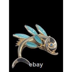 Trifari Alfred Philippe Fish Brooch Poured Glass Petalette 1950s Book Piece Rare