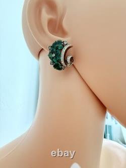 Trifari Alfred Philippe Fleur de Paris Cut Flowers Green Clip On Earrings