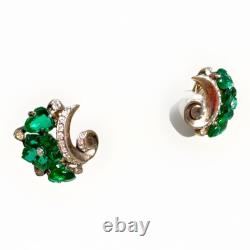 Trifari Alfred Philippe Fleur de Paris Cut Flowers Green Clip On Earrings