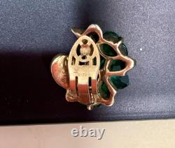 Trifari Alfred Philippe Fleur de Paris Cut Flowers Green Clip On Earrings