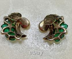 Trifari Alfred Philippe Fleur de Paris Cut Flowers Green Clip On Earrings