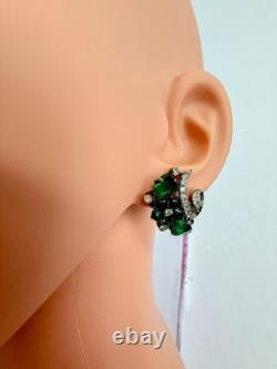 Trifari Alfred Philippe Fleur de Paris Cut Flowers Green Clip On Earrings