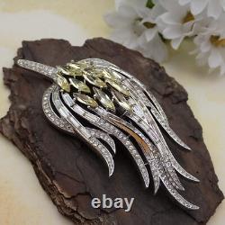 Trifari Alfred Philippe Floral Flame Pat 142660 Lemon Clear Silver Tone Brooch