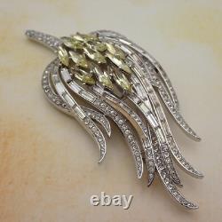 Trifari Alfred Philippe Floral Flame Pat 142660 Lemon Clear Silver Tone Brooch