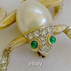 Trifari Alfred Philippe Frog Brooch Pin Vintage Pearl Belly & Pavé 1940s Figural