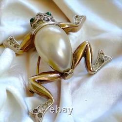 Trifari Alfred Philippe Frog Brooch Pin Vintage Pearl Belly & Pavé 1940s Figural