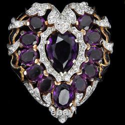 Trifari'Alfred Philippe' Gold Pave Amethyst and Black Enamel Heart Pin Clip