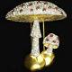 Trifari'Alfred Philippe' Gold Pave and Ruby Cabochons Double Mushroom Pin Clip