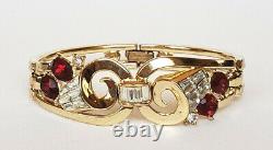 Trifari Alfred Philippe Gold Plated Baguettes And Rhinestones Hinged Bracelet