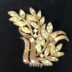 Trifari Alfred Philippe Gold Tone Lemon/Lime Color Stones 2.5 Spray Brooch 1951