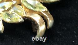 Trifari Alfred Philippe Gold Tone Lemon/Lime Color Stones 2.5 Spray Brooch 1951