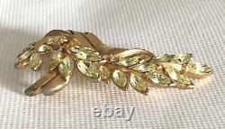 Trifari Alfred Philippe Gold Tone Lemon/Lime Color Stones 2.5 Spray Brooch 1951