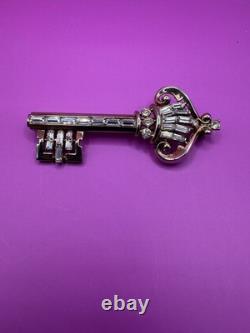 Trifari'Alfred Philippe' Gold and Diamante Baguettes Key Pin