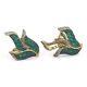 Trifari Alfred Philippe Gold and Invisibly Set Emerald Leaf Clip Earrings REPAIR
