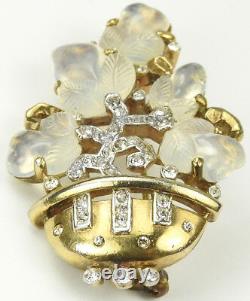 Trifari Alfred Philippe Gold and Moonstone Fruit Salad Flower Basket Pin