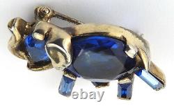Trifari'Alfred Philippe' Gold and Sapphire Miniature Elephant Scatter Pin