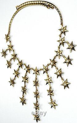 Trifari'Alfred Philippe' Golden Six Pointed Spangled Stars Necklace