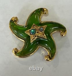 Trifari Alfred Philippe Green Jelly Belly Lucite Starfish Brooch